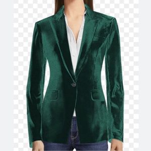 Green velvet blazer